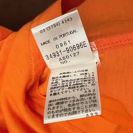 MADE IN PORTUGAL製 PAUL & JOE VネックTシャツ オレンジ XSサイズ