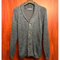MADE IN JAPAN製 SOLIDO シルク混 ショールカラーニットカーディガン ネイビー 03サイズ