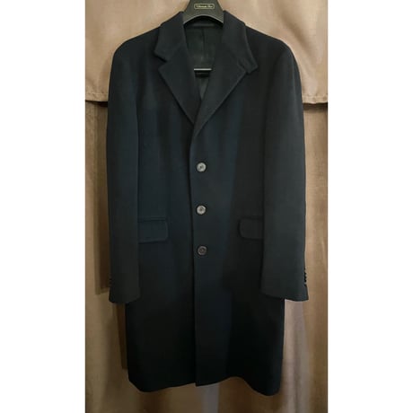 MADE IN ITALY製 ABAHOUSE ウールチェスターロングコート ブラック 44サイズ