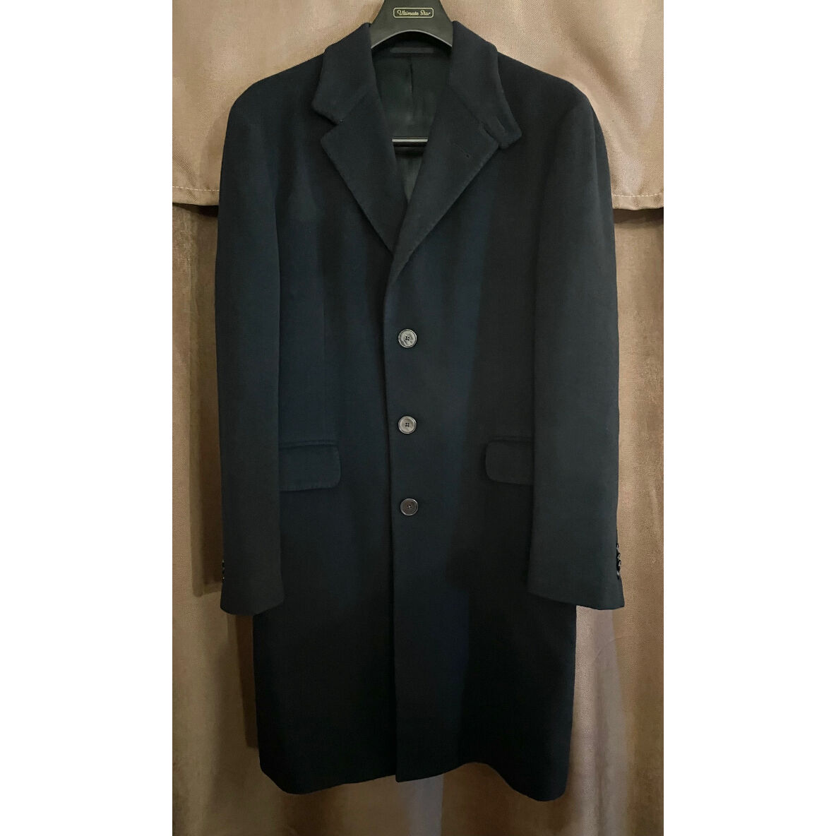 MADE IN ITALY製 ABAHOUSE ウールチェスターロングコート ブラック 44サ