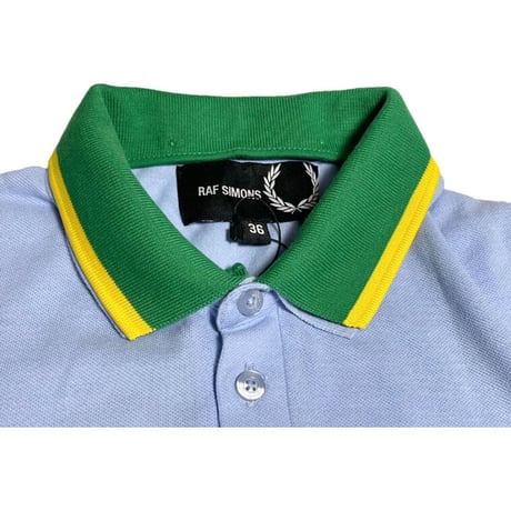 ☆タグ付き新古品☆ FRED PERRY × RAF SIMONS Wネーム替え襟付き半袖鹿の子ポロシャツ サックス 36サイズ