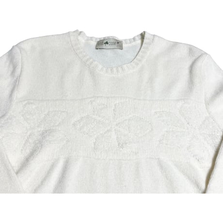 MADE IN ITALY製 irish crone クルーネックウールセーター アイボリー Mサイズ