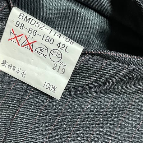 ▲訳あり商品▲ MADE IN JAPAN製 BURBERRY BLACK LABEL 3ピースストライプスーツ チャコールグレー 42L