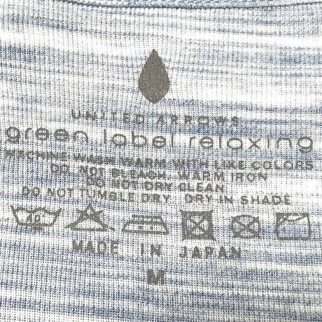 MADE IN JAPAN製 GREEN LABEL RELAXING マーブル調長袖VネックTシャツ ライトブルー Mサイズ