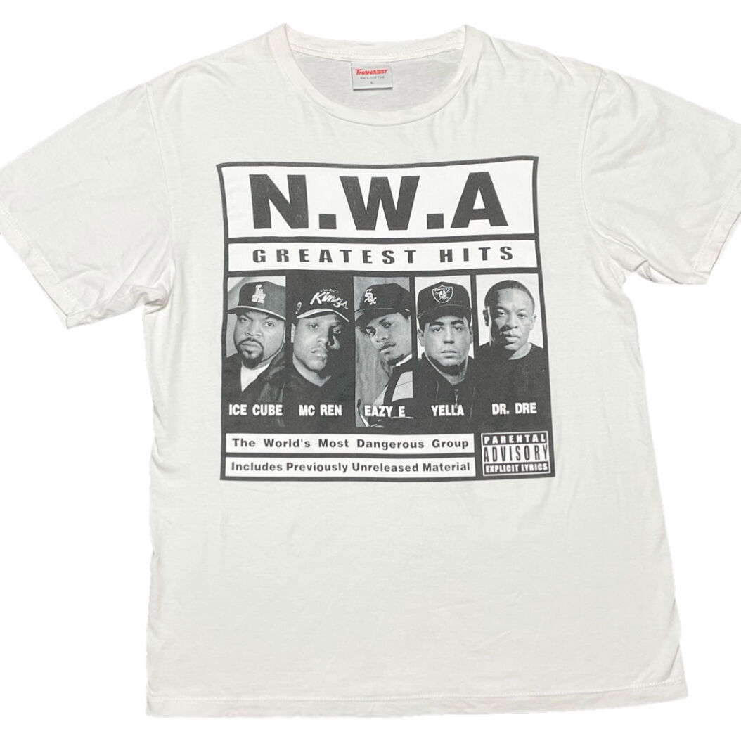 △訳あり商品△ NWA ブートロゴプリントTシャツ ホワイト L