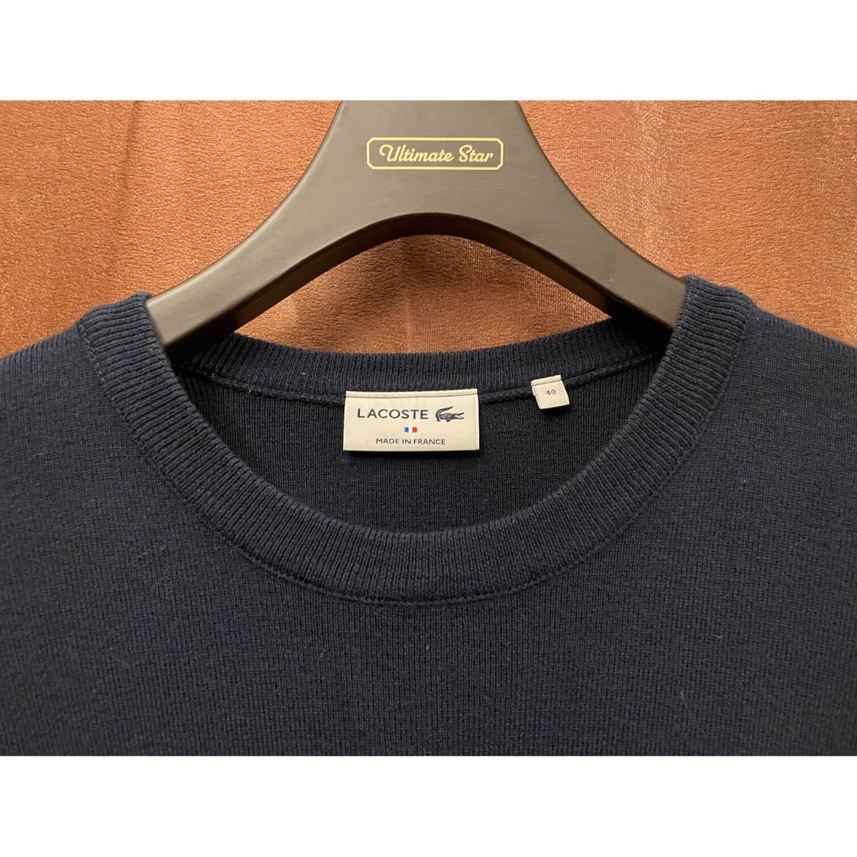 MADE IN FRANCE製 LACOSTE 長袖ウールコットンセーター ネイビー MADE IN FRANCE製 LACOSTE 長袖ウールコットンセーター ネイビー