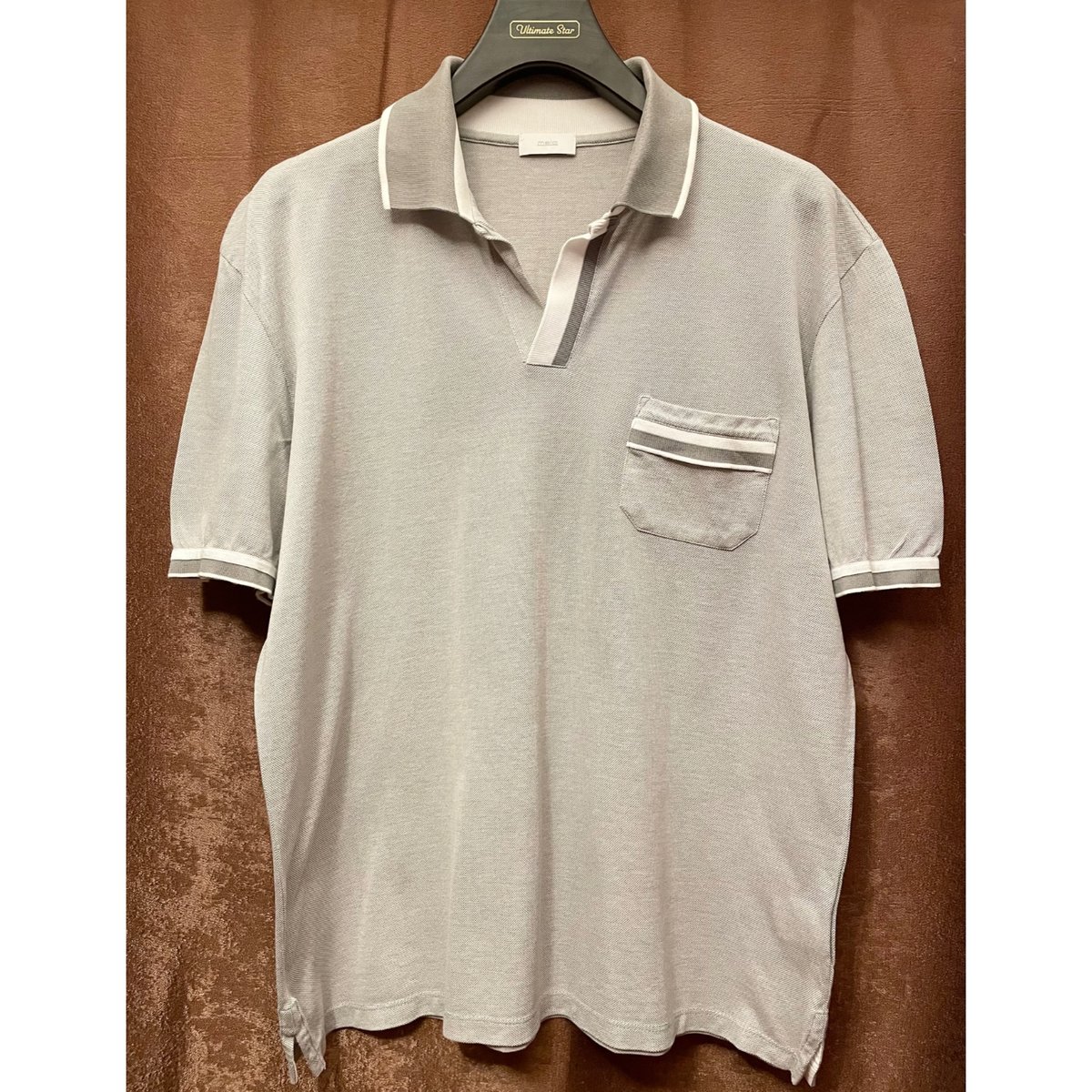 近年モデル 国内正規品 malo 鹿の子 半袖ポロシャツ メンズ 白 イタリア製 MADE IN ITALY製 malo 襟ライン鹿の子ニットポロシャツ シルバーグレー