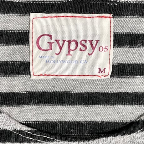 ▲訳あり商品▲ MADE IN USA製 Gypsy05 ボーダー柄ニットセーター グレー×エンジ Mサイズ