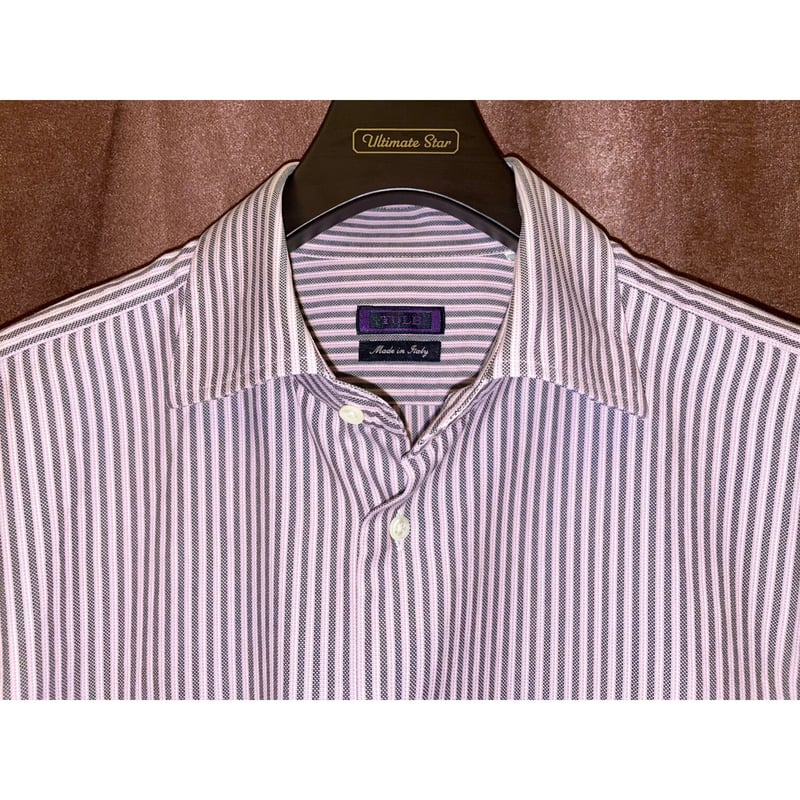 MADE IN ITALY製 TULB ストライプ柄 長袖シャツ ピンク×ブラック