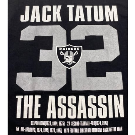 MADE IN USA製 NFL RAIDERS JACK TATUM THE ASSASSINモデル BAYSIDEボディ ロゴプリントTシャツ ブラック Mサイズ