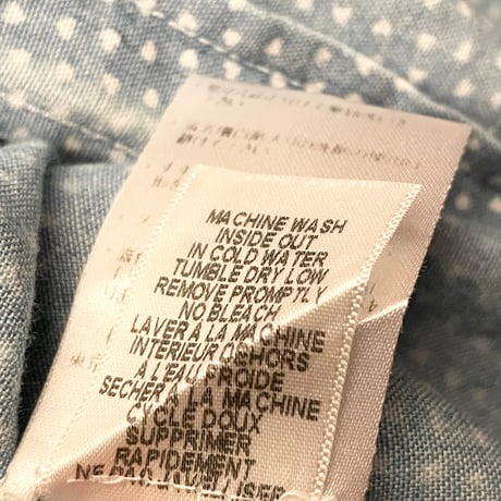 MADE IN USA製 Frank & Eileen 長袖ドット柄シャツ ライトインディゴ XSサイズ