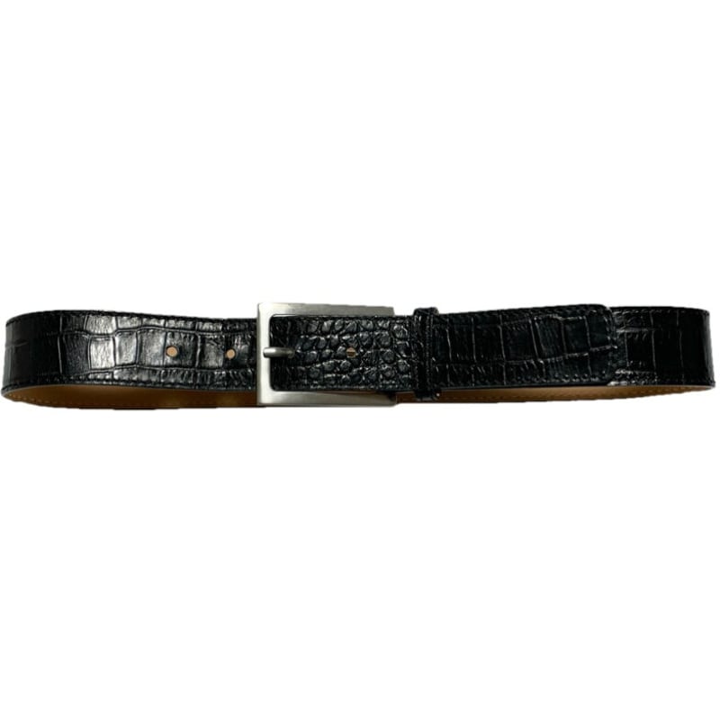 ブラックレザー クロコダイル型押し ベルト MADE IN ITALY製 BOSCH ブラックレザー クロコダイル型押し ベルト MADE IN ITALY製 BOSCH