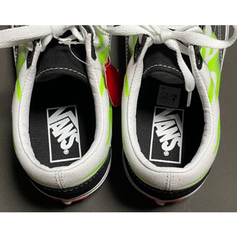 箱付き VANS OLD SKOOL ファイヤーパターンスニーカー ブラック×ライム