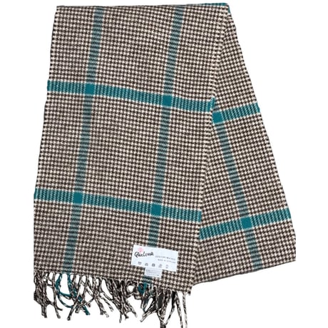 【UNITED ARROWS取り扱い】MADE IN SCOTLAND製 Glen Lossie 千鳥格子柄ウールマフラー ブラウン