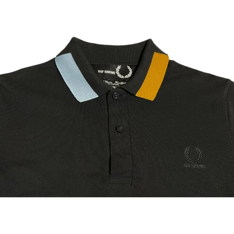 FRED PERRY × RAF SIMONS Wネーム半袖鹿の子ポロシャツ ブラック 36サイズ