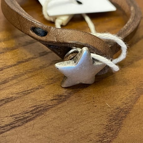 ★新品★ MADE IN ITALY製 TULSI STELLA ハンドメイドレザーブレスレット ブラウン S/Mサイズ