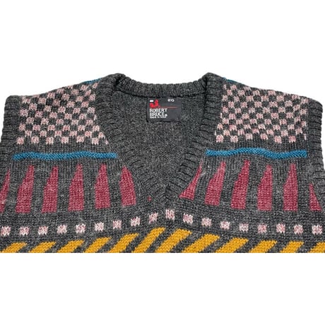 MADE IN USA製 ROBERT BRUSE Vネックニットベスト グレー