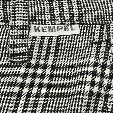 MADE IN EU製 KEMPEL 千鳥格子チェック柄ハーフパンツ ホワイト×ブラック 48サイズ