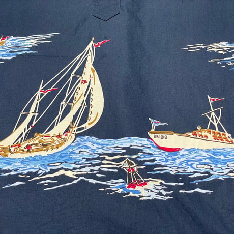 BROOKS BROTHERS ボタンダウンプルオーバー半袖アロハシャツ ネイビー Mサイズ