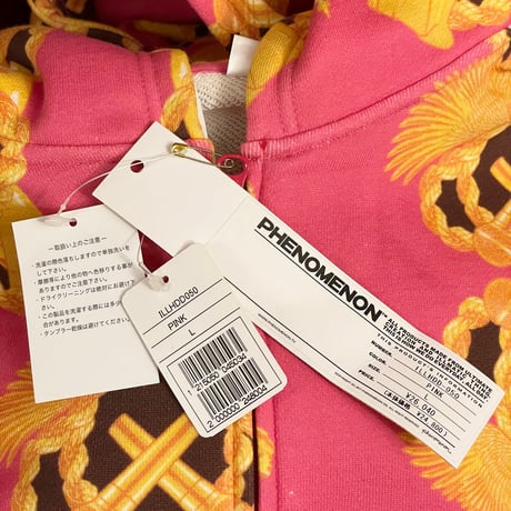 激レア ☆タグ付き新古品☆ MADE IN JAPAN製 PHENOMENON 2007年原宿店オープン記念モデル 24K総柄フルジップパーカー ピンク Lサイズ