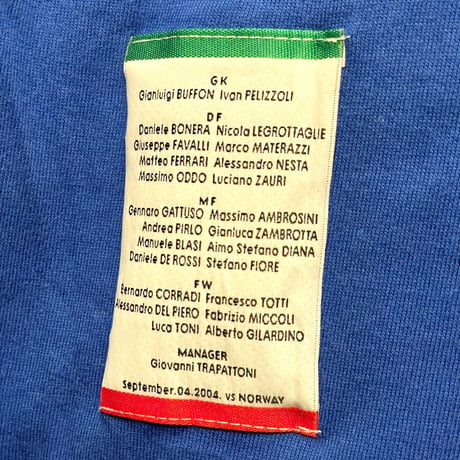 レア品 Qui Italia Federazione Italiana Giuoco Calcio 2004年 サッカーイタリア代表 記念モデルTシャツ ブルー Sサイズ