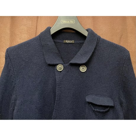 MADE IN ITALY製 BAFY ダブルジャケット型ニットカーディガン ネイビー 46サイズ