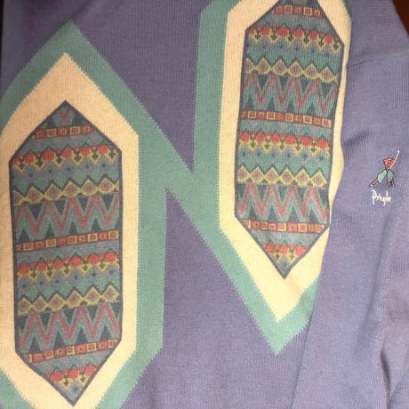 MADE IN SCOTLAND製 90s Pringle COLLECTION by Nick Faldo ヴァージンウール クルーネックセーター ラベンダー XLサイズ