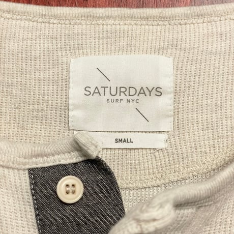 SATURDAYS SURF NYC ヘンリーネック長袖サーマルニットTシャツ アイボリー Sサイズ