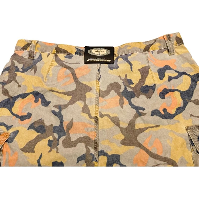 激レア WU WEAR JEANS 迷彩カーゴハーフパンツ マルチカラー W34