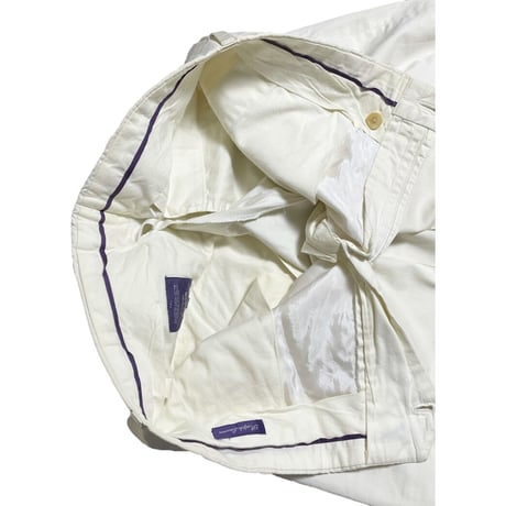 MADE IN ITALY製 RALPH LAUREN PURPLE LABEL コットンスラックス アイボリー W32サイズ
