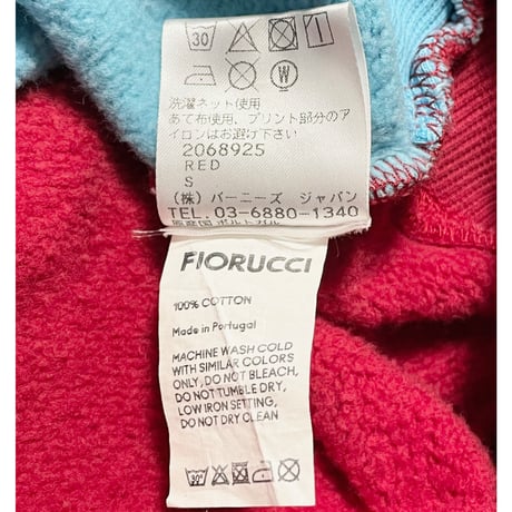 【BARNEYS NEWYORK取り扱い】MADE IN PORTUGAL製 FIORUCCI ツートンカラースウェットトレーナー レッド×ライトブルー Sサイズ
