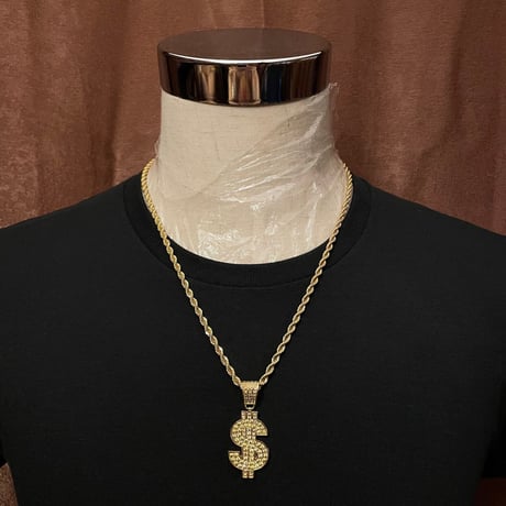 激レア SWAGGER シルバー925製 ＄型ペンダントヘッド付きロープチェーンネックレス ゴールド
