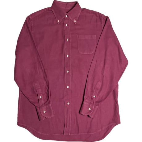MADE IN ITALY製 BARNEYS NEWYORK 長袖ボタンダウンシャツ エンジ Mサイズ