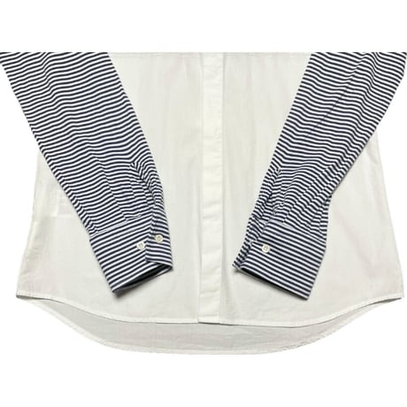 ▲訳あり商品▲ MADE IN ITALY製 NeIL Barrett ニット×布帛コンビネーション長袖シャツ ホワイト×ネイビー 15/38サイズ