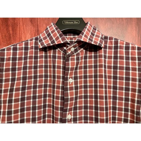 【BEAMS 取り扱い】 MADE IN ITALY製 GUY ROVER × Brilla per il gusto 長袖ブロックチェックシャツ レッド Mサイズ