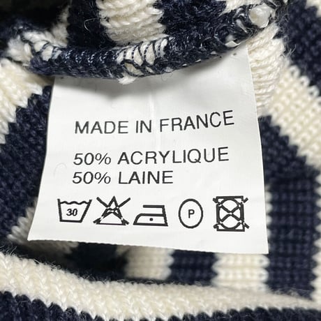 MADE IN FRANCE製 Le minor ボーダーニット帽 ホワイト×ネイビー