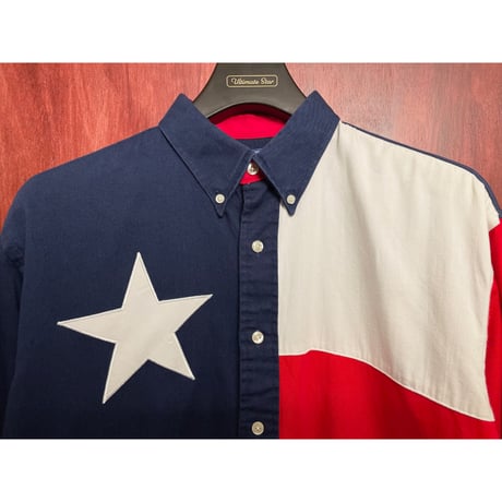 MADE IN USA製 TEXAS COTTON 長袖ボタンダウンシャツ トリコロール Mサイズ