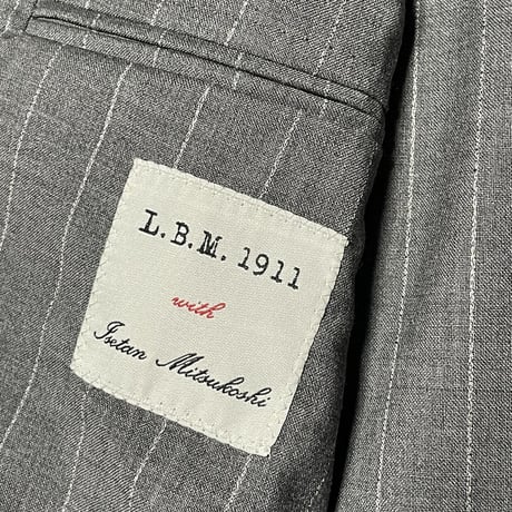 MADE IN ITALY製 L.B.M. 1911 with Isetan Mitsukoshi ストライプウールスーツ グレー 46サイズ