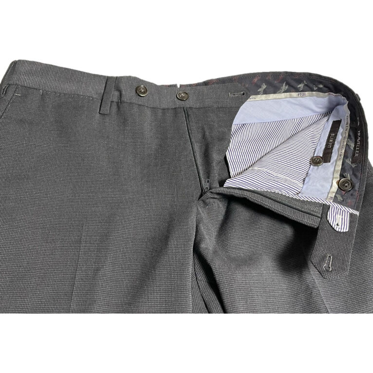 PT01 グレー スラックス 48 PT01 TRAVELLER Slim Fit 千鳥格子スラックス チャコールグレー