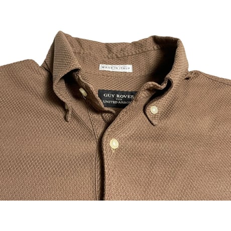 MADE IN ITALY製 GUY ROVER PER UNITED ARROWS 半袖ニットポロシャツ ブラウン Mサイズ