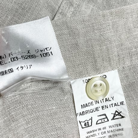 MADE IN ITALY製 BARNEYS NEWYORK 長袖リネンシャツ アイボリー XLサイズ