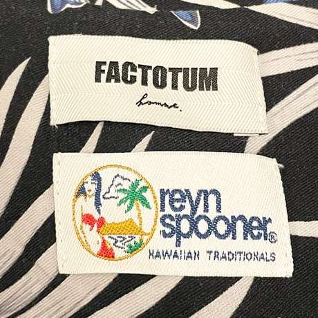 MADE IN JAPAN製 Reyn Spooner × FACTOTUM 2018SS 別注モデル コットンレーヨンアロハシャツ ブラック 46サイズ