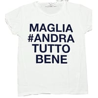 ★新品★ MADE IN ITALY製 MAGLIA 「＃ANDRA TUTTO BENE」 クルーネックプリントTシャツ ホワイト S～Mサイズ ユニセックス