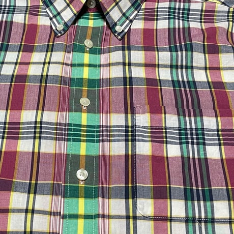 BROOKS BROTHERS 346 SLIM FIT ボタンダウン半袖チェックシャツ マルチカラー Ｓサイズ
