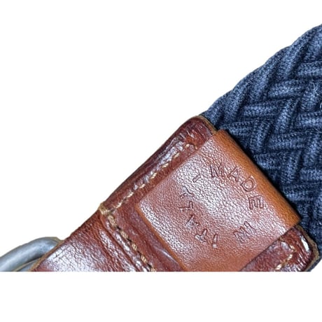 MADE IN ITALY製 Felisi レザー×ニットメッシュベルト ブラウン×ネイビー 48-90サイズ