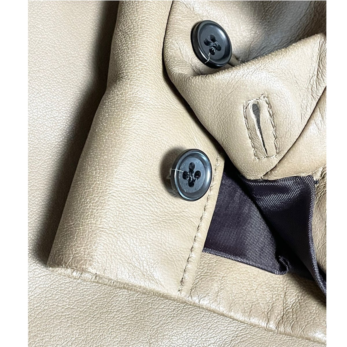 本革　レザートラッカージャケット　TETSU spa △訳あり商品△ TETSU s.p.a ラムレザーテーラードジャケット ベージュ