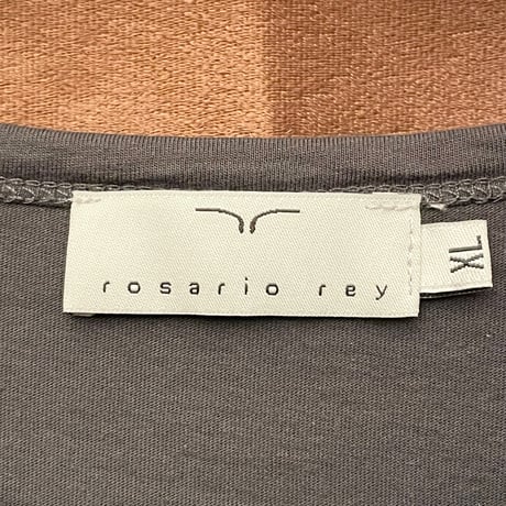 MADE IN PORTUGAL製 rosario rey オーガニックコットンプリントTシャツ チャコールグレー XLサイズ