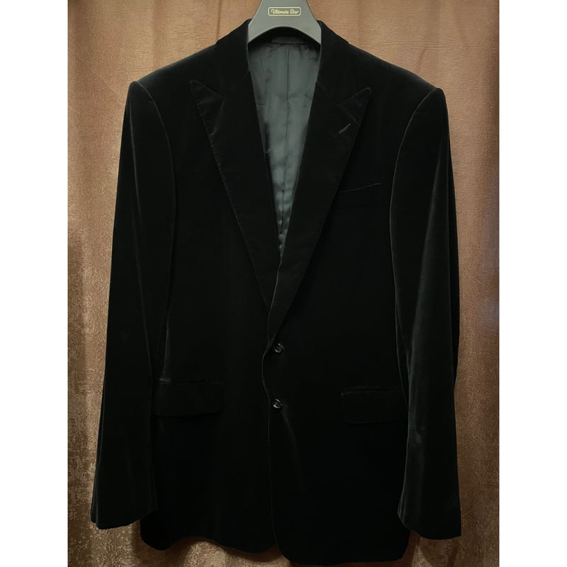 MADE IN ITALY製 RALPH LAUREN ベルベットテーラードジャケット ブラッ