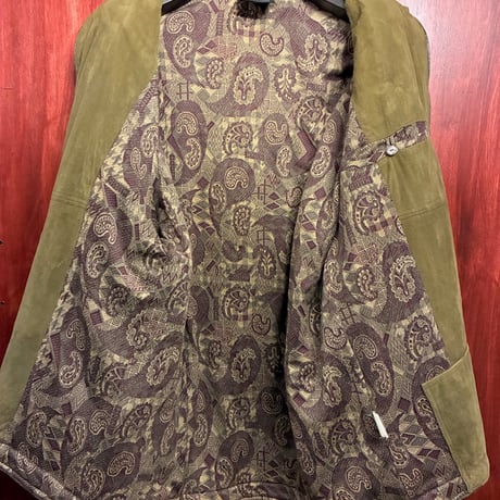 激レア MADE IN AUSTRALIA製 COOGI 3Dニット × スウェードレザー フルジップニットジャケット カーキ×ブラウン Mサイズ
