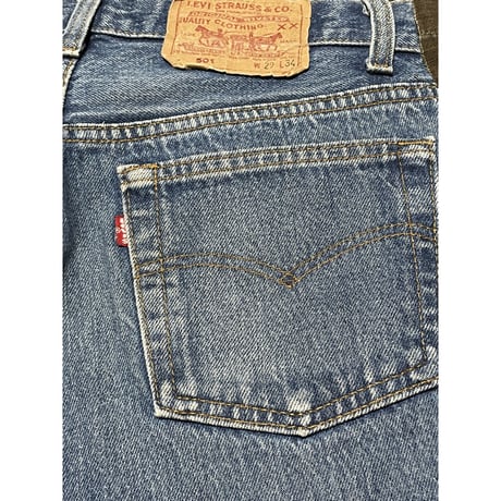 リメイク品 Levi's 501 デニム×迷彩カーゴハーフパンツ ライトインディゴ×迷彩
